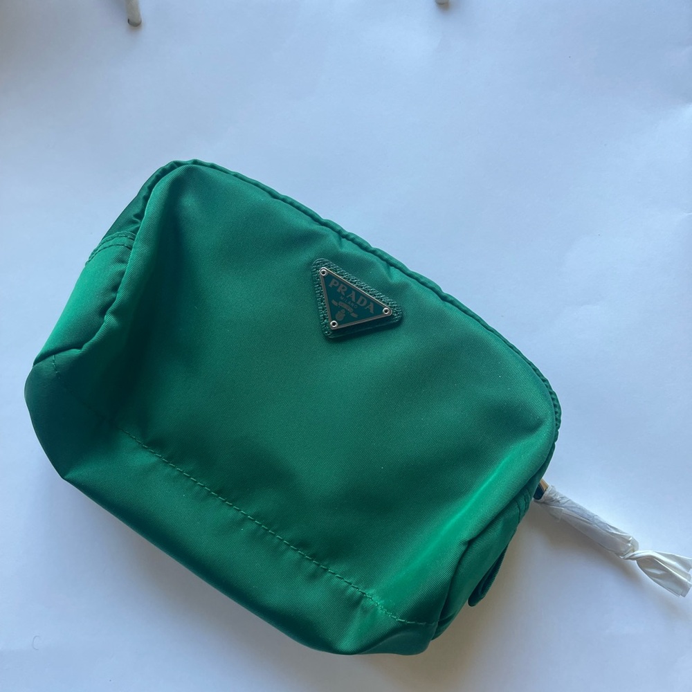 Prada Emerald Green Nylon Cosmetic Pouch